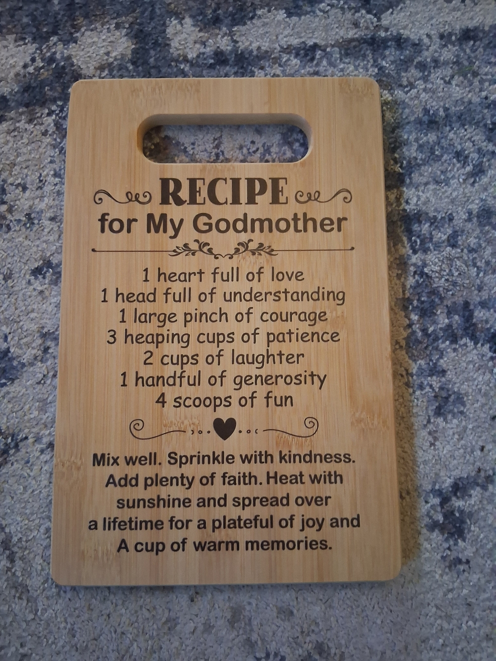 Recipe for My Godmother Bamboo Cutting Board - Natural